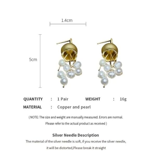 Vintage Italian Style Campanula Gold Pearl Earrings - Picture 4 of 4